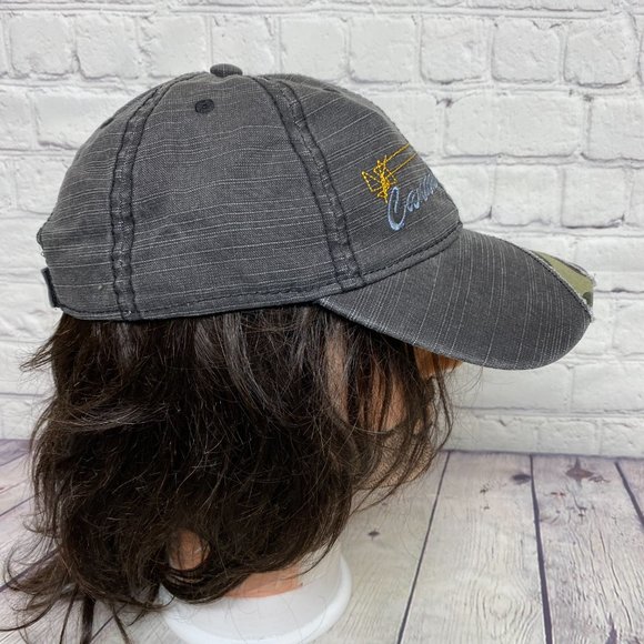 Vintage Canada Dad Hat Cap Strap Back Gray Camo Distressed Embroidered Stitched - Picture 4 of 10